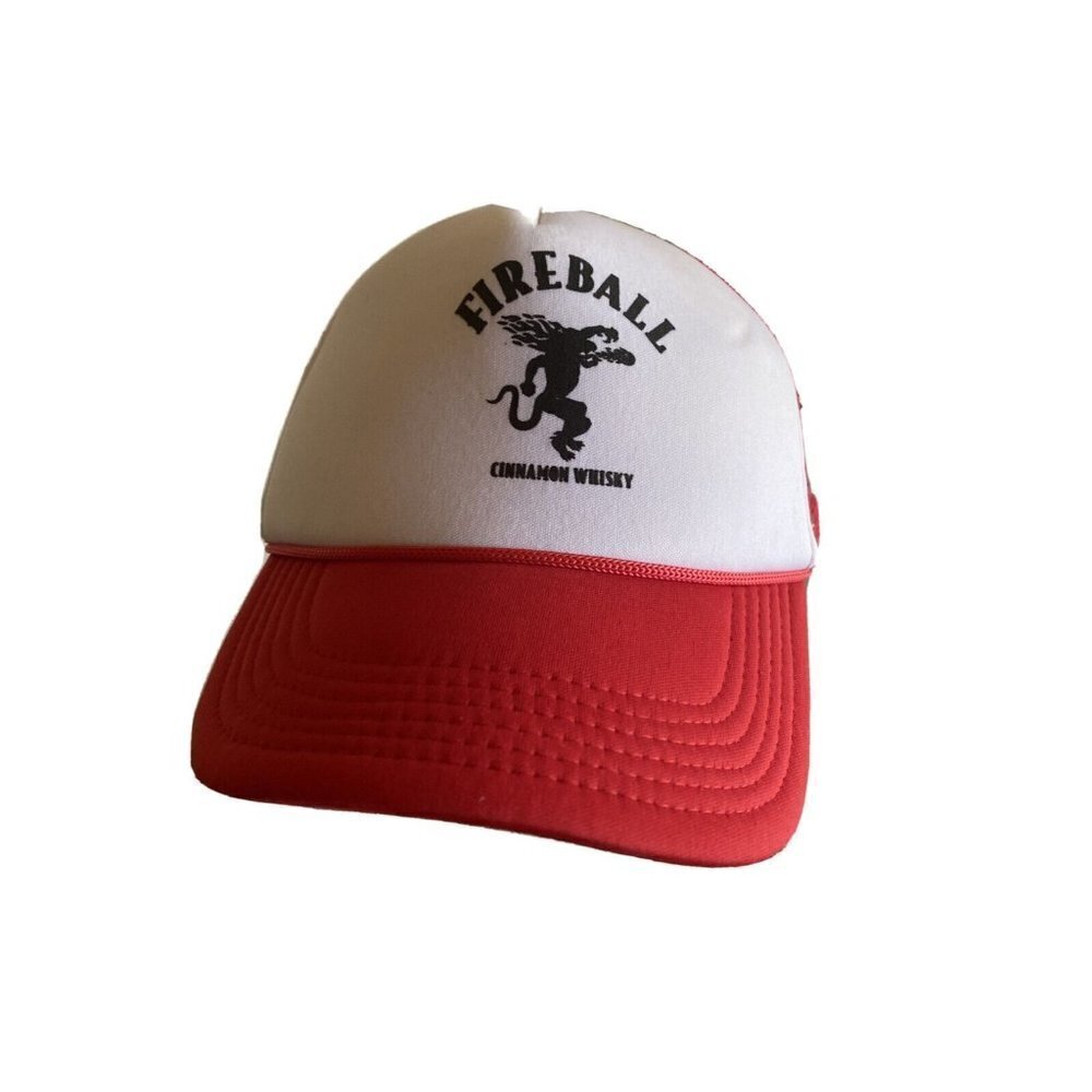 Fireball Whiskey Red White Trucker Hat Cap Mesh-back Adjustable